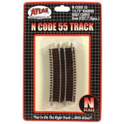 Atlas 2017 N Code 55 Nickel Silver 13.75" Radius Half Curved Track (Pack Of 6)
