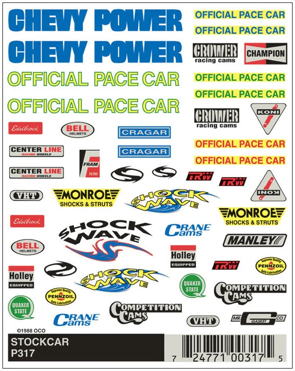 PineCar P317 Stockcar Dry Transfer Decals 1 PineCar P317 Stockcar Dry Transfer Decals