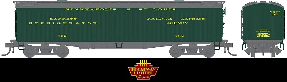 Broadway Limited 1831 HO Minneapolis & St. Louis 53'6" Wood Express Reefer #762 2 Broadway Limited 1831 HO Minneapolis & St. Louis 53'6" Wood Express Reefer #762 - Image 2