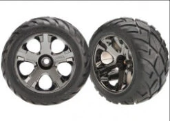 Traxxas 3777A Front All-Star Wheel Black Chrome, Anaconda Tire(2): Nitro