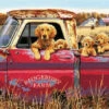 Dimensions 91525 16" X 20" Golden Ride Dogs In Pickup Truck Paint By Number Kit