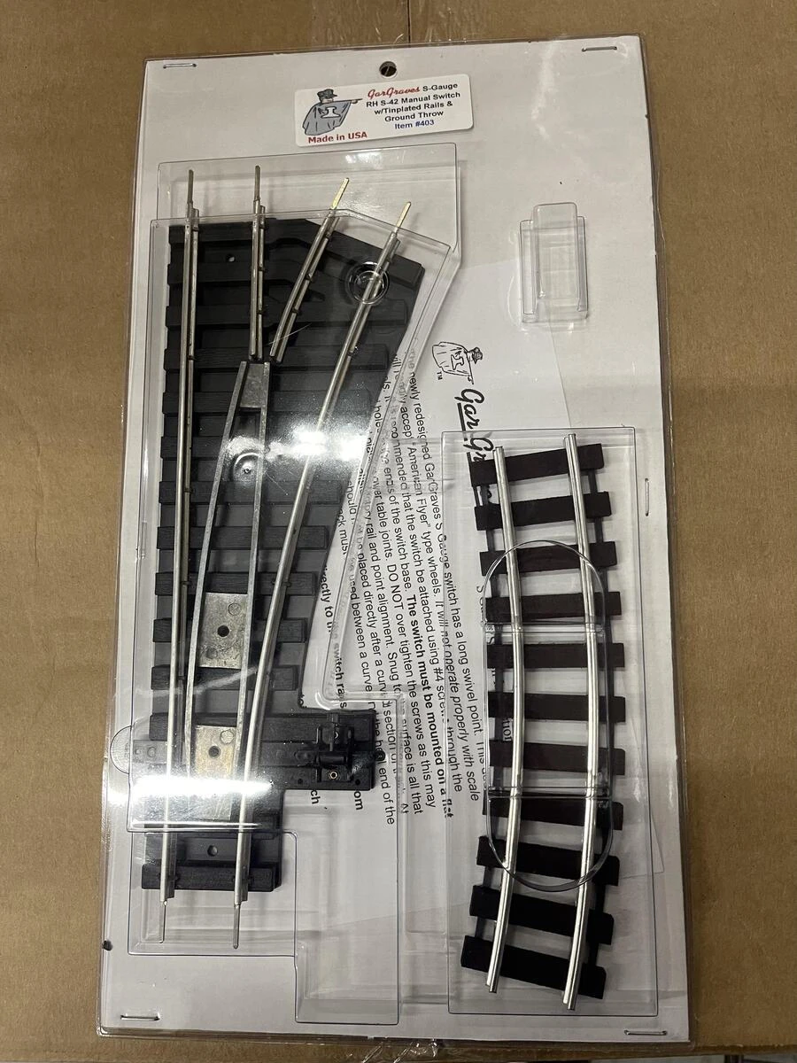 Gargraves 403 S 42" Diameter Tinplate Right Hand Manual Switch Turnout 1 Gargraves 403 S 42" Diameter Tinplate Right Hand Manual Switch Turnout