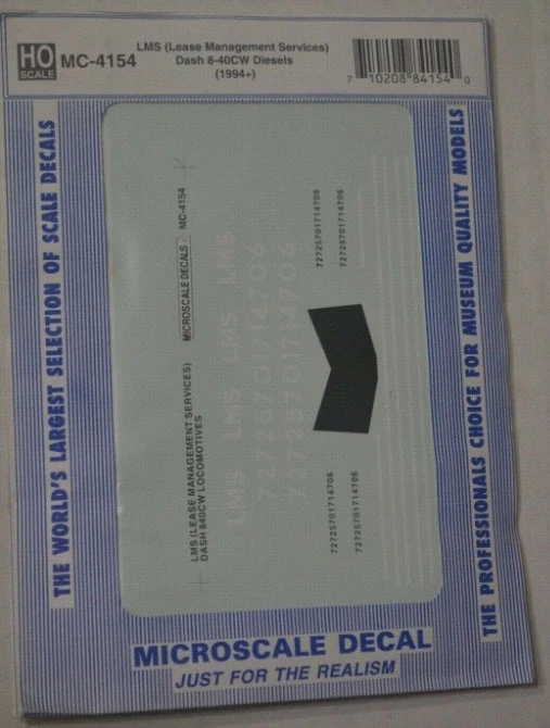 Microscale MC-4154 HO 1994+ LMS Dash-840CW Diesels Waterslide Decal Sheet 1 Microscale MC-4154 HO 1994+ LMS Dash-840CW Diesels Waterslide Decal Sheet