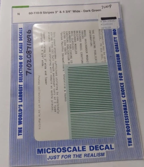 Microscale 71109 N 1" & 2" Wide White Stripes Decal Sheet