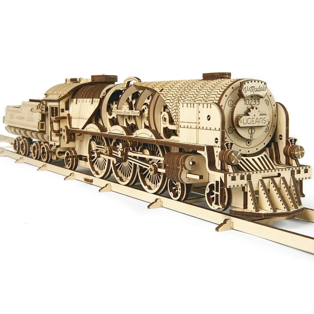 UGears 12087 V-Express Steam Train With Tender 3D Wooden Model Kit 1 UGears 12087 V-Express Steam Train With Tender 3D Wooden Model Kit