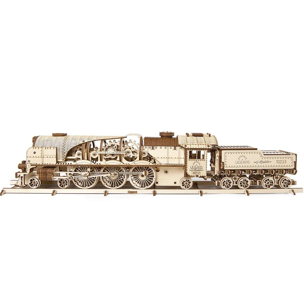 UGears 12087 V-Express Steam Train With Tender 3D Wooden Model Kit 2 UGears 12087 V-Express Steam Train With Tender 3D Wooden Model Kit - Image 2