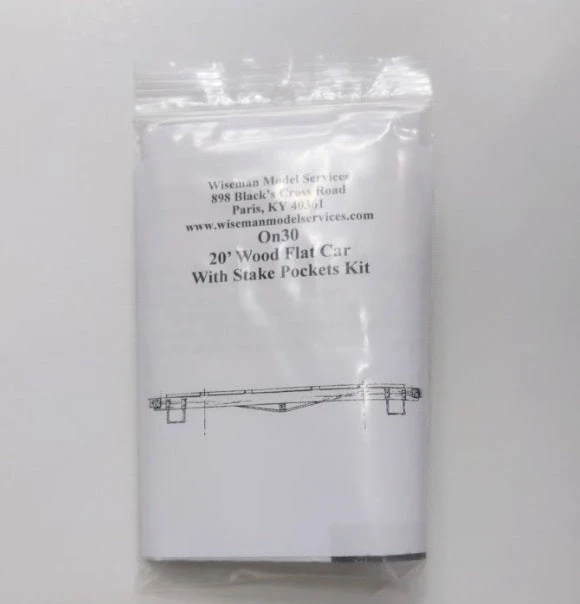 Wiseman Model Services On30 20' Wood Flat Car W/ Stake Pockets Kit 1 Wiseman Model Services On30 20' Wood Flat Car W/ Stake Pockets Kit